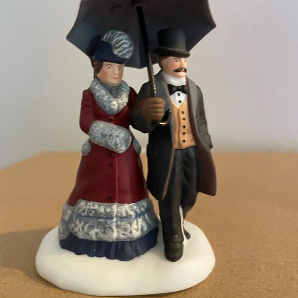 Department 56 Red and Blue Victorian Couple - Picture 3 of 4